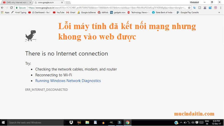 Lỗi máy tính có mạng nhưng không vào được web