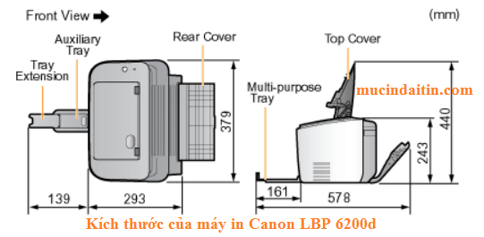 Kích thước máy in Canon LBP 6200d
