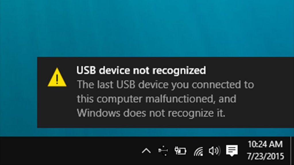 USB Device Not Recognized win 10