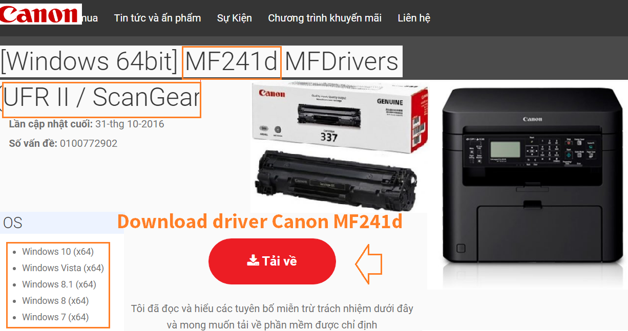 Driver Canon MF241d hướng dẫn cài đặt, sử dụng, scan và sửa lỗi