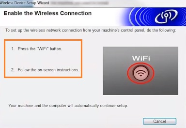Nhấn nút wifi trên máy in brother để kết nối wifi